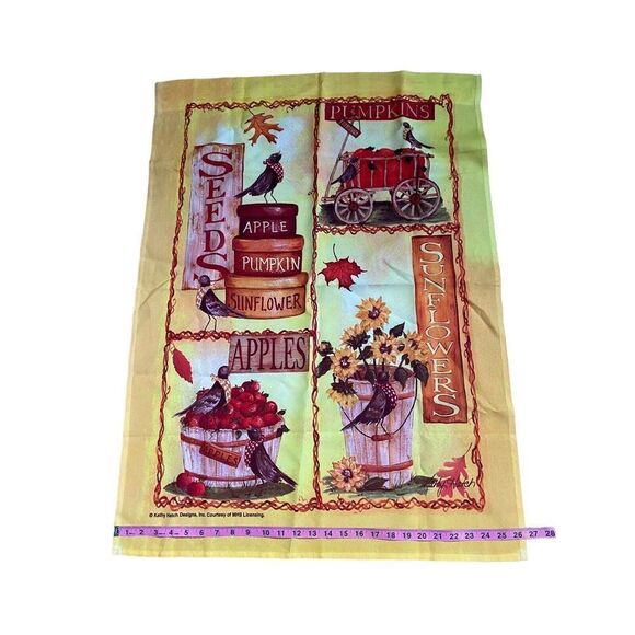 Fall Pumpkins Kathy Hatch Garden Flag Orange Yellow Red 25”x37 Apples Sunflower - Picture 6 of 6